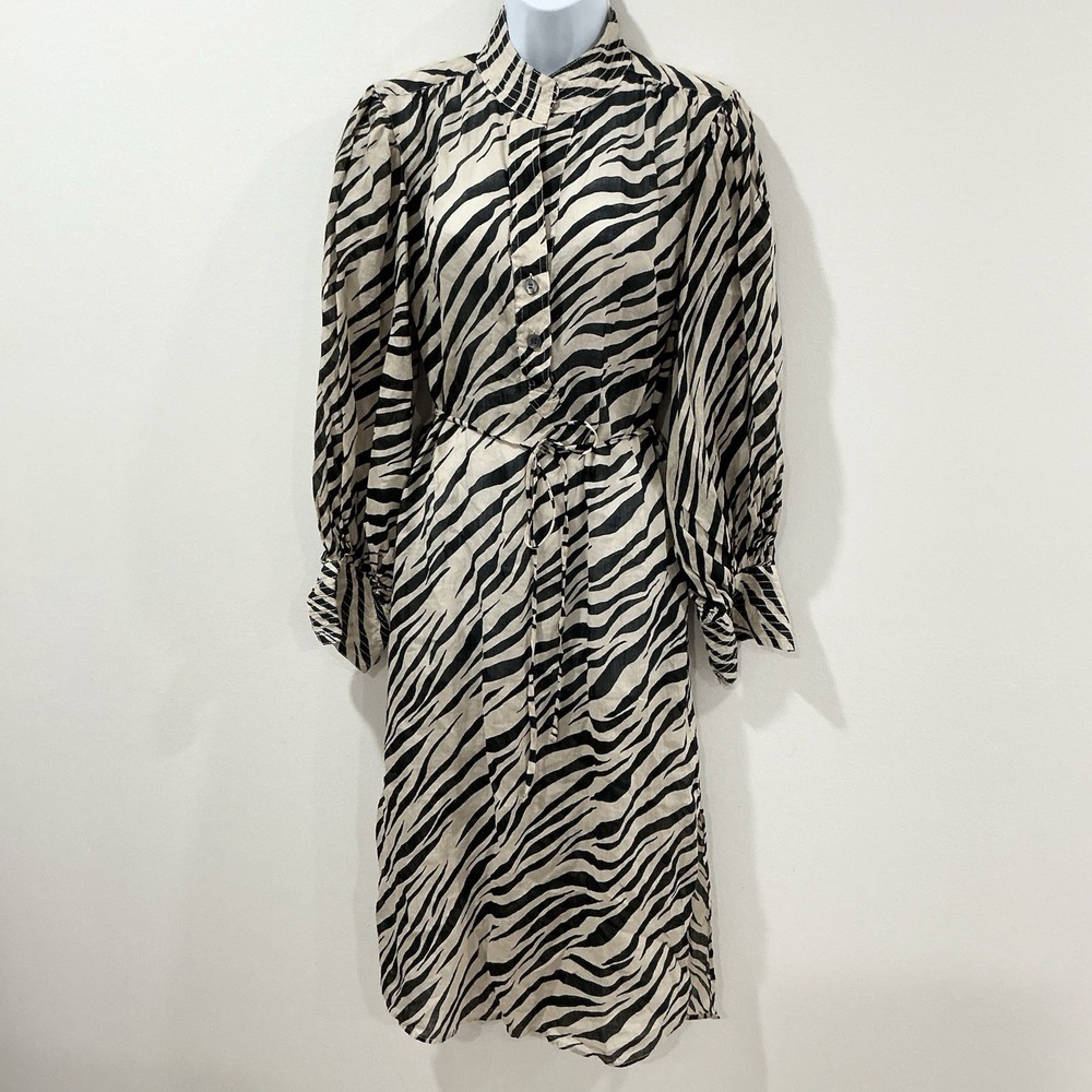 Banana Republic Heritage Sheer Zebra Print Midi Dress Animal Print Mob Wife